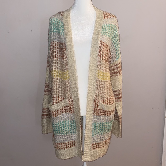 ADORA Horizontally Striped Button Up Cardigan